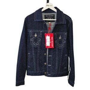 True Religion Mens Reflective Trucker Jacket, Denim, Button Up, Size Small, NWT